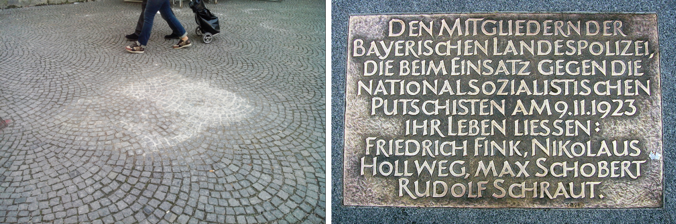 Entfernte Gedenkplatte für 4 Polizisten beim Hitlerputsch